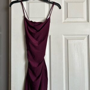 Elegant Burgundy Spaghetti Strap Dress